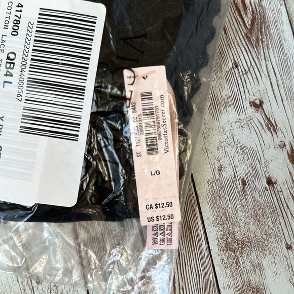 Victoria's Secret Panty sz Large The Lacie Lace Trim Cotton High Leg Brief Black - Picture 3 of 4